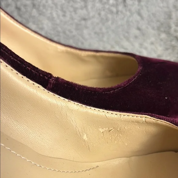 Marc Fisher Shaylie Mary Jane Pumps Elegant Velvet Sz 8.5 Burgundy 3.5 inch Heel - Picture 5 of 8